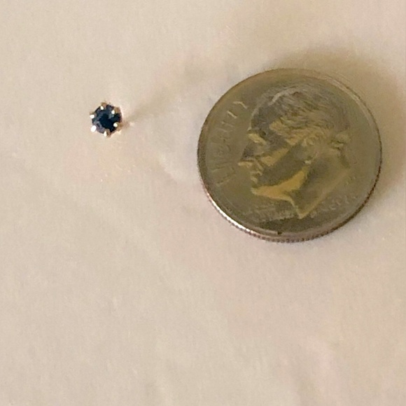 14K Solid Gold, Sapphire Dainty  Stud Earring. - Picture 8 of 12